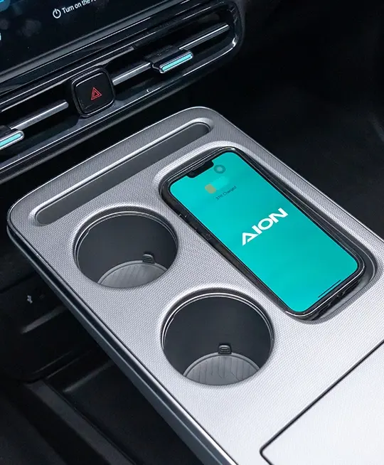 AION Y Plus in-car charging — wired and wireless phone charging | France AJ Group Ltd