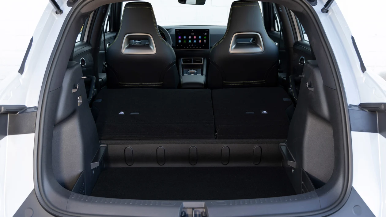 BYD ATTO 2 center console — wireless charging, media and climate access