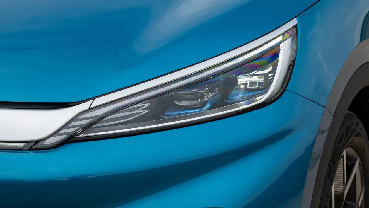 BYD ATTO 3 front — LED headlights with daytime running lights