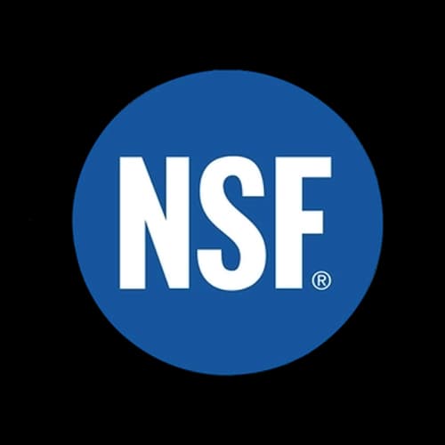 NSF International certification for public health, safety, and food equipment standards.